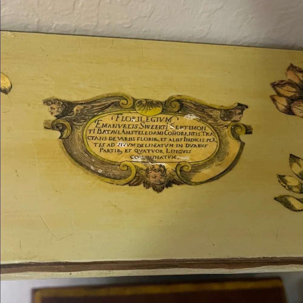 Vintage Charming Beige Wall Shelf with Floral Accents